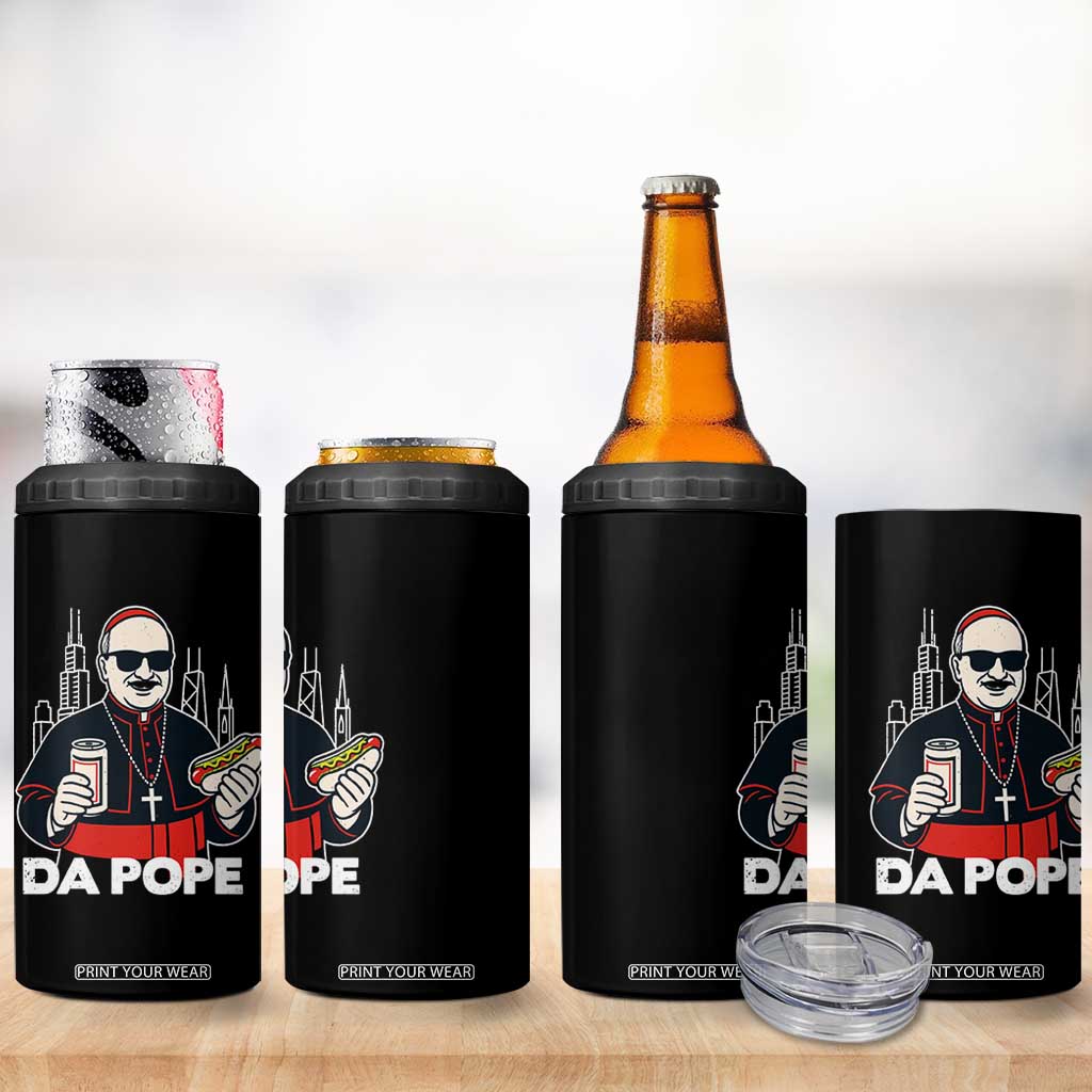 Funny Da Pope Chicago Hot Dog 4 in 1 Can Cooler Tumbler 267th Pope Leo XIV TS02 Print Your Wear
