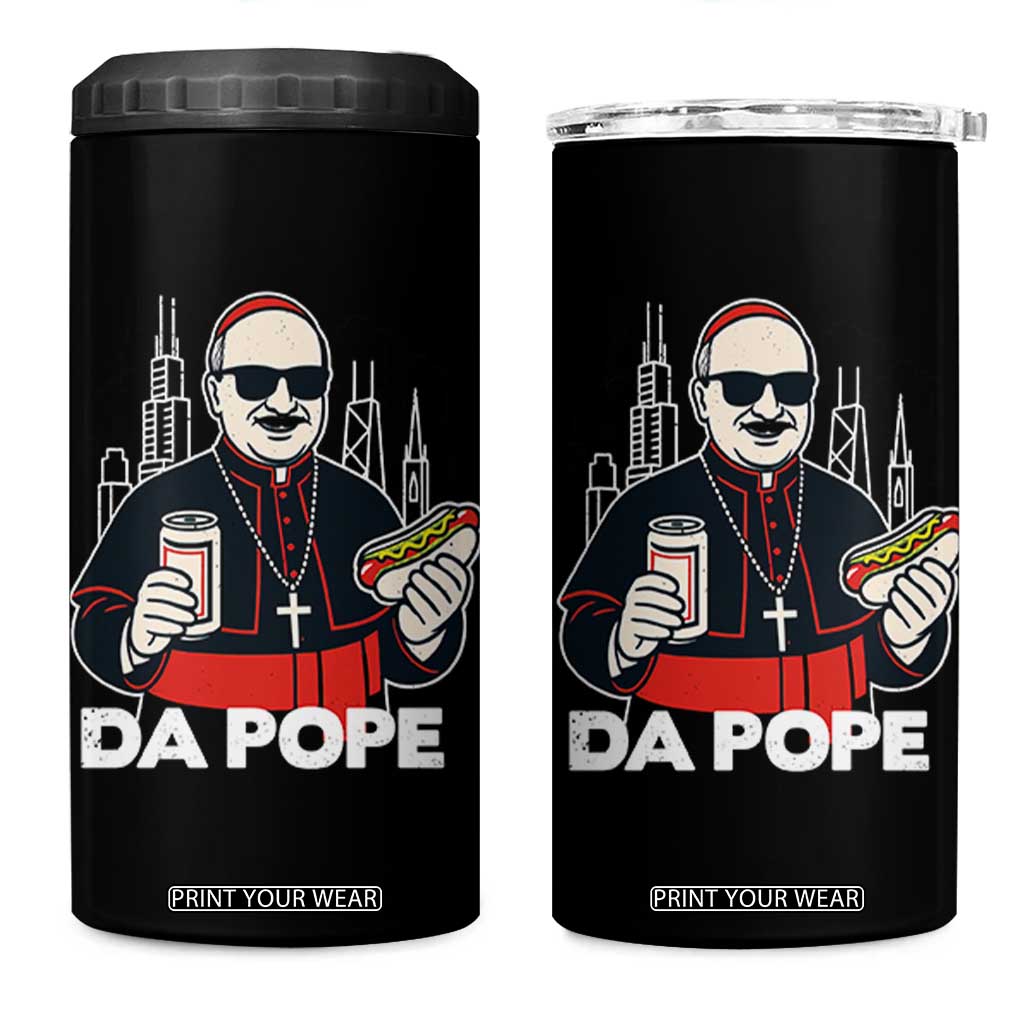 Funny Da Pope Chicago Hot Dog 4 in 1 Can Cooler Tumbler 267th Pope Leo XIV TS02 One Size: 16 oz Black Print Your Wear