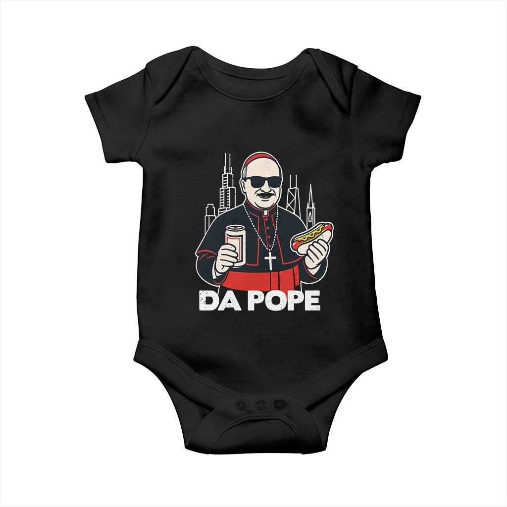 Funny Da Pope Chicago Hot Dog Baby Onesie 267th Pope Leo XIV TS02 Black Print Your Wear