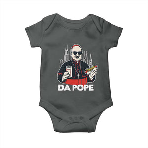 Funny Da Pope Chicago Hot Dog Baby Onesie 267th Pope Leo XIV TS02 Dark Heather Print Your Wear