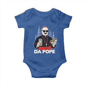 Funny Da Pope Chicago Hot Dog Baby Onesie 267th Pope Leo XIV TS02 Royal Blue Print Your Wear