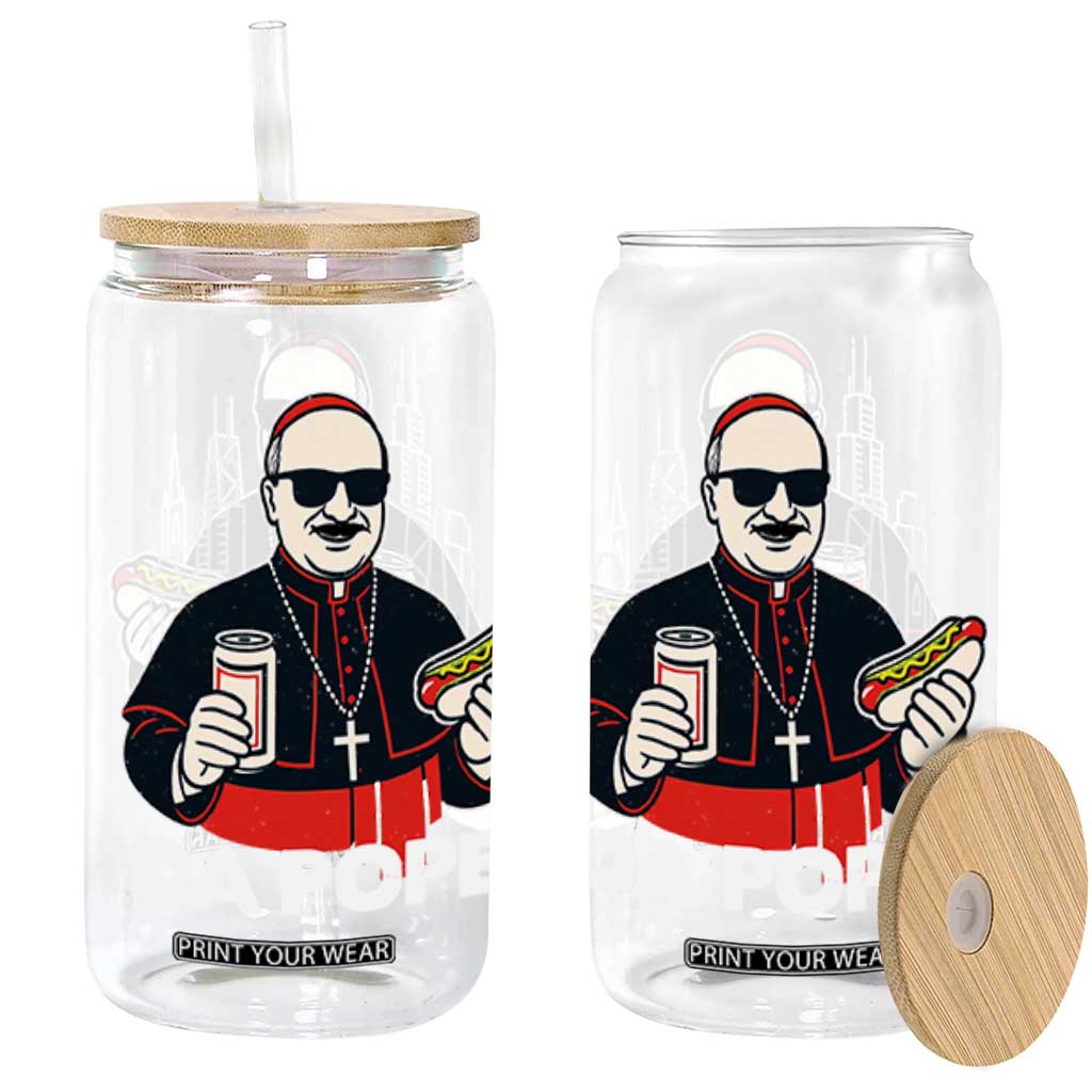 Funny Da Pope Chicago Hot Dog Glass Can 267th Pope Leo XIV TS02 Black Print Your Wear