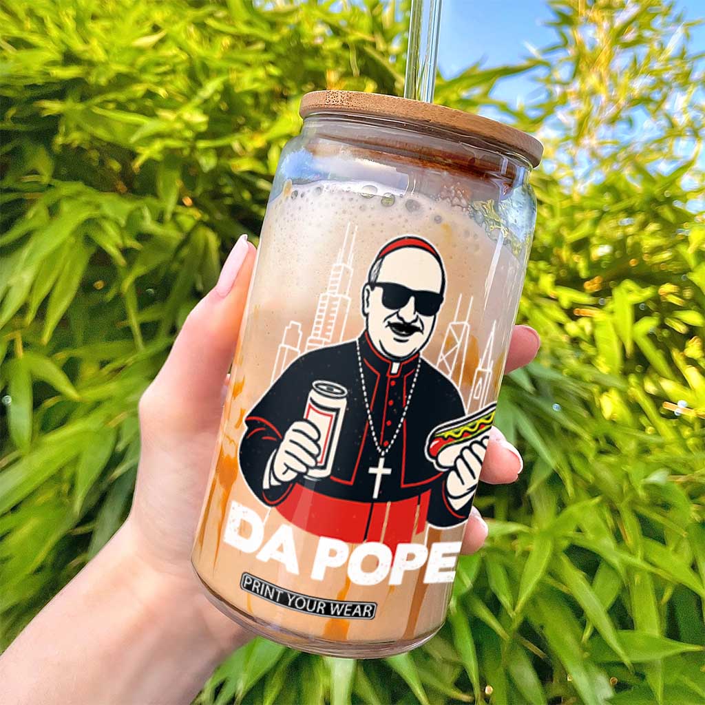 Funny Da Pope Chicago Hot Dog Glass Can 267th Pope Leo XIV TS02 Print Your Wear