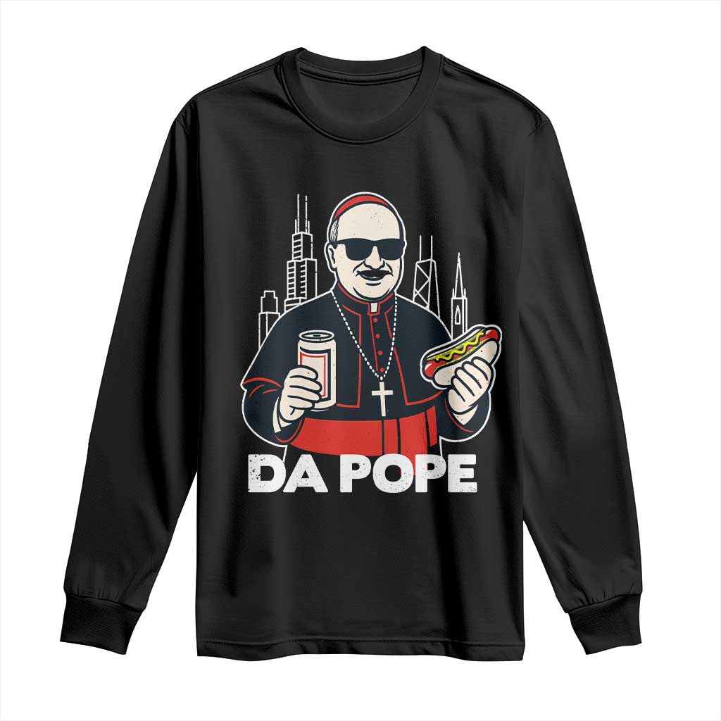 Funny Da Pope Chicago Hot Dog Long Sleeve Shirt 267th Pope Leo XIV TS02 Black Print Your Wear