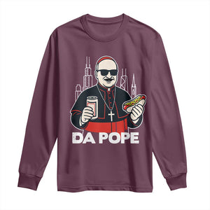 Funny Da Pope Chicago Hot Dog Long Sleeve Shirt 267th Pope Leo XIV TS02 Maroon Print Your Wear