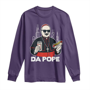 Funny Da Pope Chicago Hot Dog Long Sleeve Shirt 267th Pope Leo XIV TS02 Purple Print Your Wear