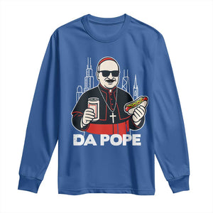 Funny Da Pope Chicago Hot Dog Long Sleeve Shirt 267th Pope Leo XIV TS02 Royal Blue Print Your Wear
