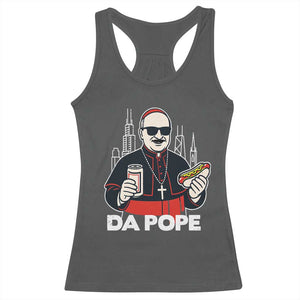 Funny Da Pope Chicago Hot Dog Racerback Tank Top 267th Pope Leo XIV TS02 Dark Heather Print Your Wear