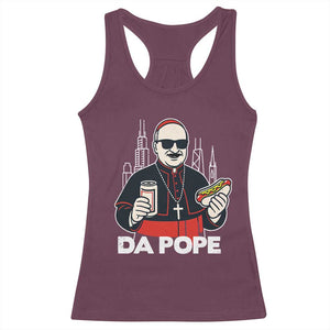 Funny Da Pope Chicago Hot Dog Racerback Tank Top 267th Pope Leo XIV TS02 Maroon Print Your Wear