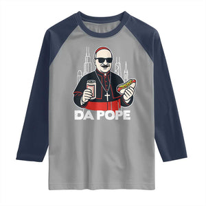 Funny Da Pope Chicago Hot Dog Raglan Shirt 267th Pope Leo XIV TS02 Sport Gray Navy Print Your Wear