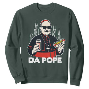 Funny Da Pope Chicago Hot Dog Sweatshirt 267th Pope Leo XIV TS02 Dark Forest Green Print Your Wear