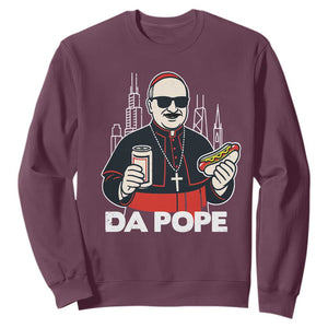 Funny Da Pope Chicago Hot Dog Sweatshirt 267th Pope Leo XIV TS02 Maroon Print Your Wear