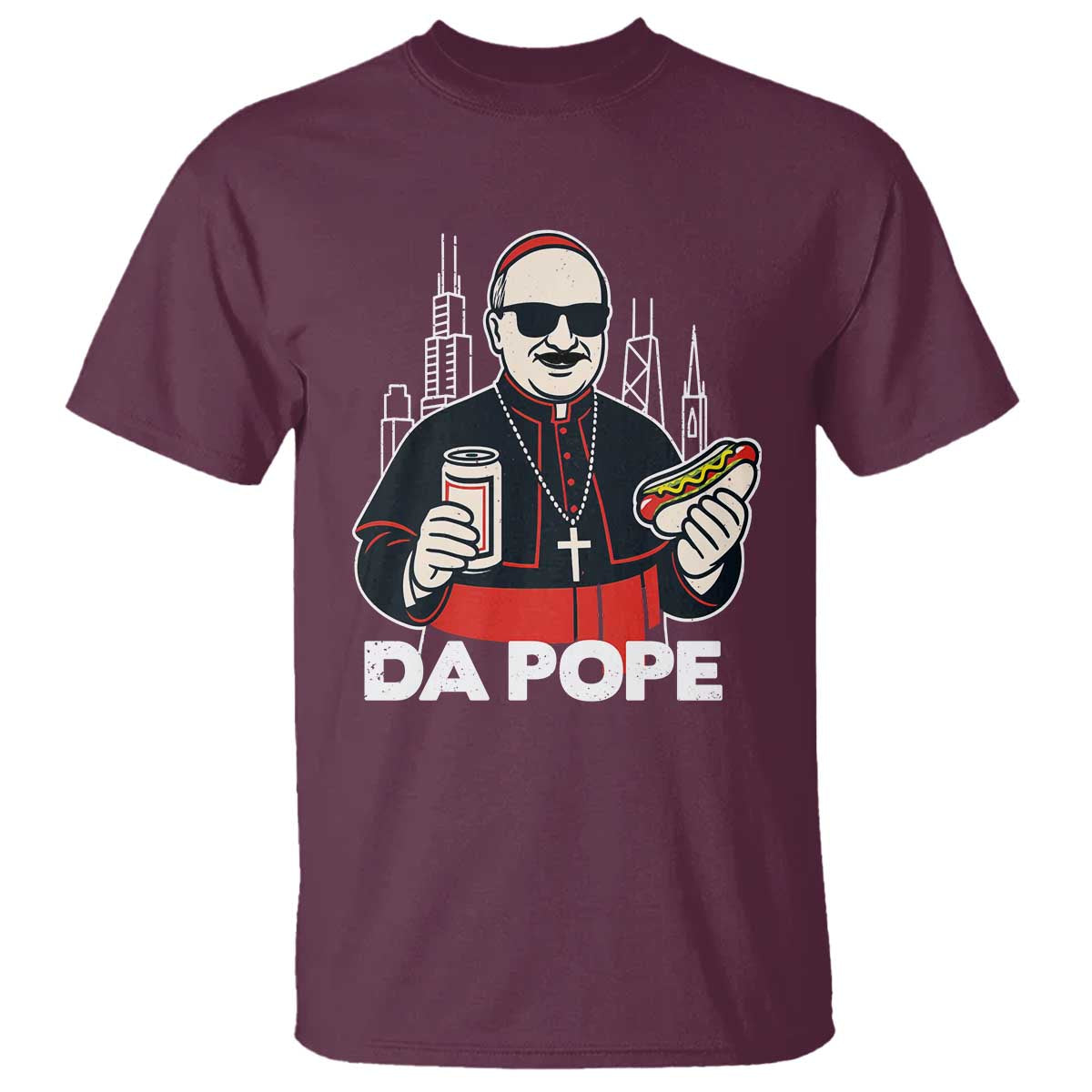 Funny Da Pope Chicago Hot Dog T Shirt 267th Pope Leo XIV TS02 Maroon Print Your Wear