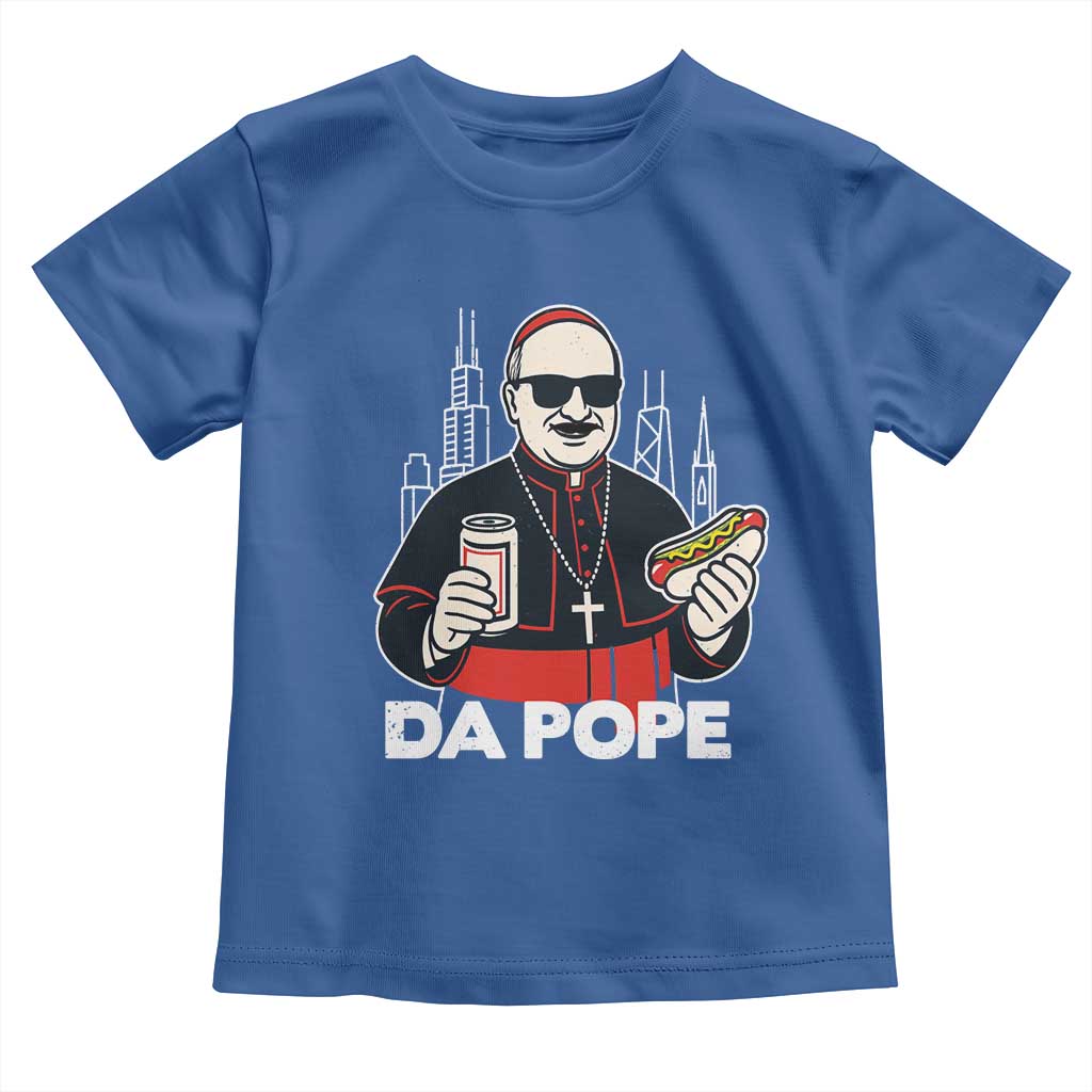 Funny Da Pope Chicago Hot Dog Toddler T Shirt 267th Pope Leo XIV TS02 Royal Blue Print Your Wear