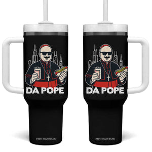 Funny Da Pope Chicago Hot Dog Tumbler With Handle 267th Pope Leo XIV TS02 One Size: 40 oz Black Print Your Wear