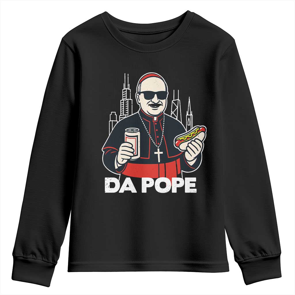 Funny Da Pope Chicago Hot Dog Youth Sweatshirt 267th Pope Leo XIV TS02 Black Print Your Wear