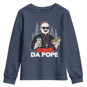 Funny Da Pope Chicago Hot Dog Youth Sweatshirt 267th Pope Leo XIV TS02 Navy Print Your Wear