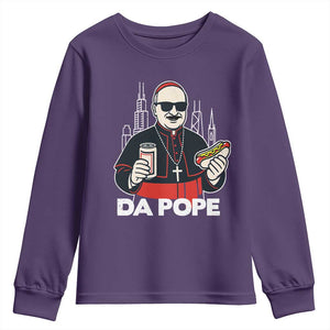 Funny Da Pope Chicago Hot Dog Youth Sweatshirt 267th Pope Leo XIV TS02 Purple Print Your Wear