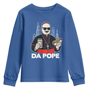 Funny Da Pope Chicago Hot Dog Youth Sweatshirt 267th Pope Leo XIV TS02 Royal Blue Print Your Wear