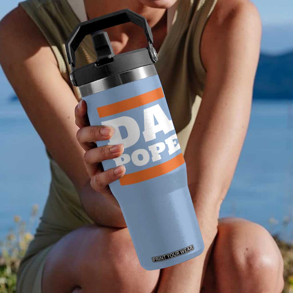 Funny Da Pope From America Chicago Flip Straw Tumbler TS11 One Size: 30 oz Light Blue Print Your Wear