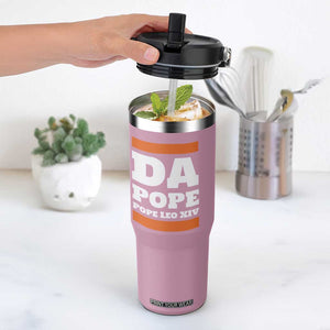 Funny Da Pope From America Chicago Pope Leo XIV Flip Straw Tumbler TS11 One Size: 30 oz Light Pink Print Your Wear
