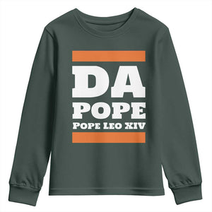 Funny Da Pope From America Chicago Pope Leo XIV Youth Sweatshirt TS11 Dark Forest Green Print Your Wear