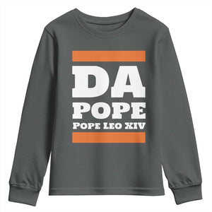 Funny Da Pope From America Chicago Pope Leo XIV Youth Sweatshirt TS11 Dark Heather Print Your Wear