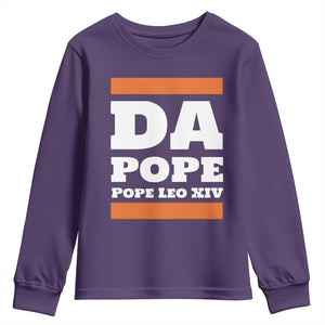 Funny Da Pope From America Chicago Pope Leo XIV Youth Sweatshirt TS11 Purple Print Your Wear