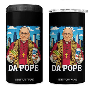 Funny Da Pope Leo XIV 4 in 1 Can Cooler Tumbler 267th Pope Chicago Hot Dog and Beer TS02 One Size: 16 oz Black Print Your Wear