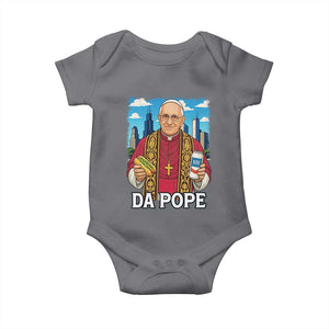 Funny Da Pope Leo XIV Baby Onesie 267th Pope Chicago Hot Dog and Beer TS02 Charcoal Print Your Wear