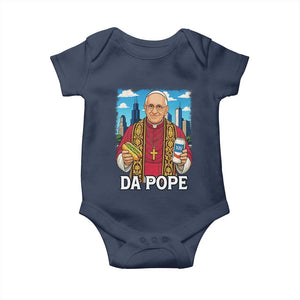 Funny Da Pope Leo XIV Baby Onesie 267th Pope Chicago Hot Dog and Beer TS02 Navy Print Your Wear