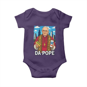 Funny Da Pope Leo XIV Baby Onesie 267th Pope Chicago Hot Dog and Beer TS02 Purple Print Your Wear