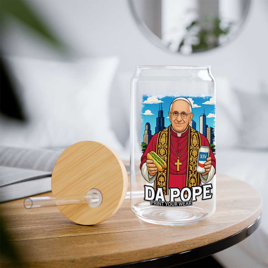 Funny Da Pope Leo XIV Glass Can 267th Pope Chicago Hot Dog and Beer TS02 Print Your Wear