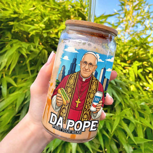 Funny Da Pope Leo XIV Glass Can 267th Pope Chicago Hot Dog and Beer TS02 Print Your Wear