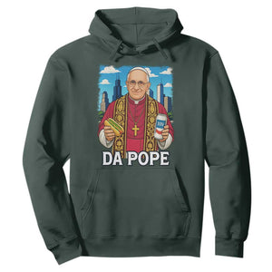 Funny Da Pope Leo XIV Hoodie 267th Pope Chicago Hot Dog and Beer TS02 Dark Forest Green Print Your Wear