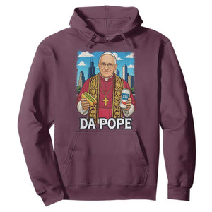 Funny Da Pope Leo XIV Hoodie 267th Pope Chicago Hot Dog and Beer TS02 Maroon Print Your Wear