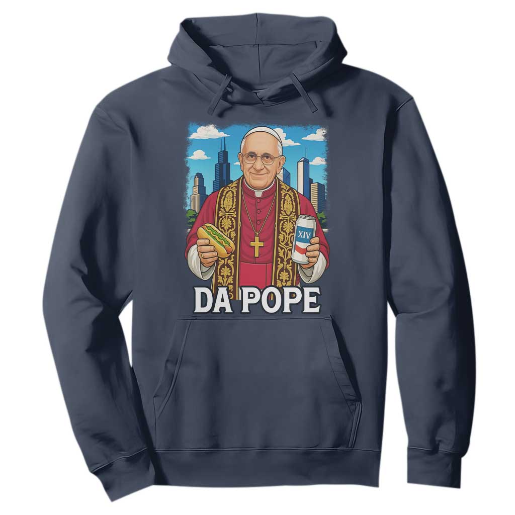 Funny Da Pope Leo XIV Hoodie 267th Pope Chicago Hot Dog and Beer TS02 Navy Print Your Wear