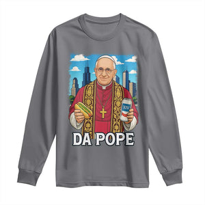 Funny Da Pope Leo XIV Long Sleeve Shirt 267th Pope Chicago Hot Dog and Beer TS02 Charcoal Print Your Wear