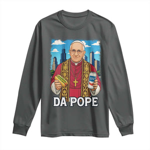 Funny Da Pope Leo XIV Long Sleeve Shirt 267th Pope Chicago Hot Dog and Beer TS02 Dark Heather Print Your Wear