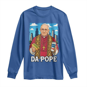Funny Da Pope Leo XIV Long Sleeve Shirt 267th Pope Chicago Hot Dog and Beer TS02 Royal Blue Print Your Wear