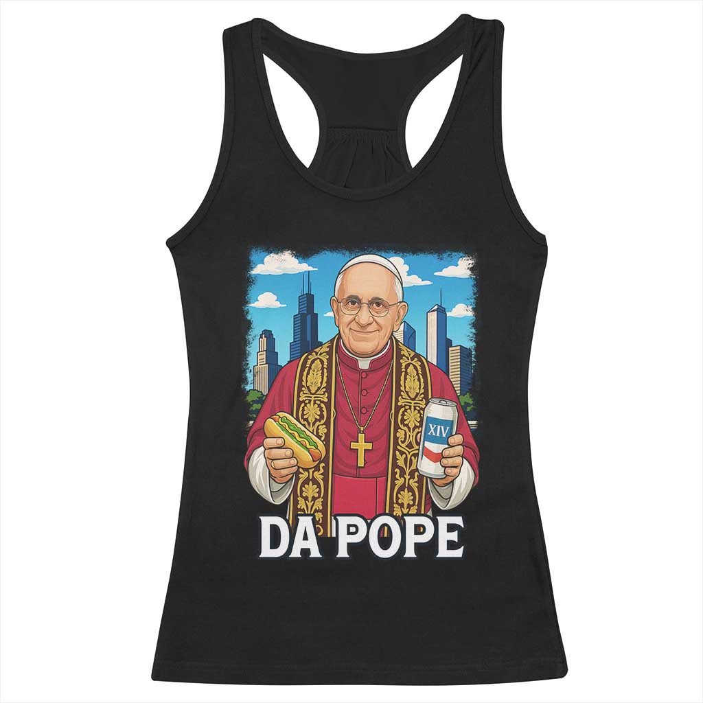 Funny Da Pope Leo XIV Racerback Tank Top 267th Pope Chicago Hot Dog and Beer TS02 Black Print Your Wear