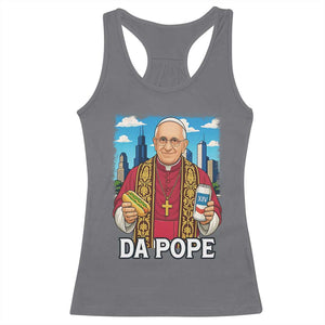 Funny Da Pope Leo XIV Racerback Tank Top 267th Pope Chicago Hot Dog and Beer TS02 Charcoal Print Your Wear