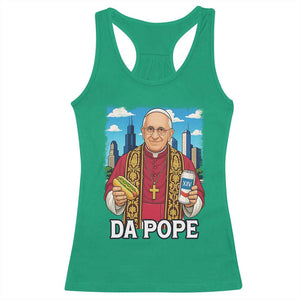 Funny Da Pope Leo XIV Racerback Tank Top 267th Pope Chicago Hot Dog and Beer TS02 Irish Green Print Your Wear