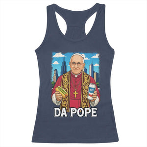 Funny Da Pope Leo XIV Racerback Tank Top 267th Pope Chicago Hot Dog and Beer TS02 Navy Print Your Wear