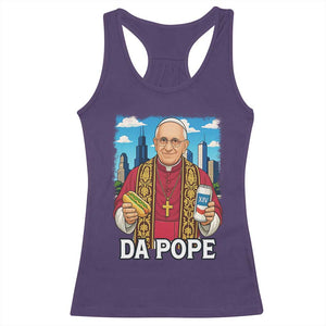 Funny Da Pope Leo XIV Racerback Tank Top 267th Pope Chicago Hot Dog and Beer TS02 Purple Print Your Wear