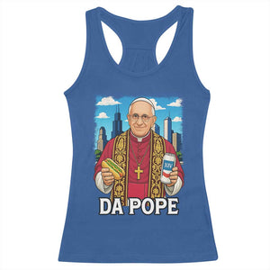 Funny Da Pope Leo XIV Racerback Tank Top 267th Pope Chicago Hot Dog and Beer TS02 Royal Blue Print Your Wear
