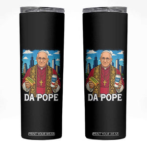 Funny Da Pope Leo XIV Skinny Tumbler 267th Pope Chicago Hot Dog and Beer TS02 Black Print Your Wear