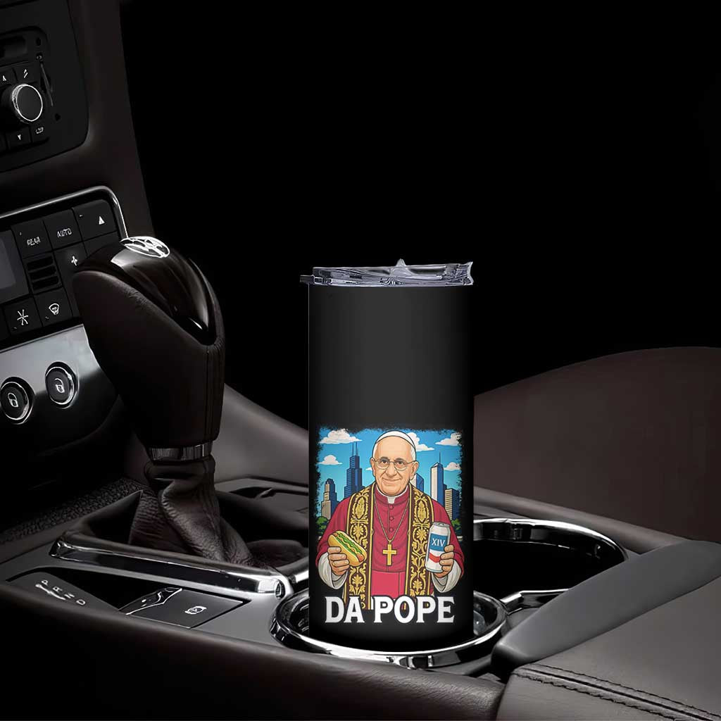 Funny Da Pope Leo XIV Skinny Tumbler 267th Pope Chicago Hot Dog and Beer TS02 Print Your Wear