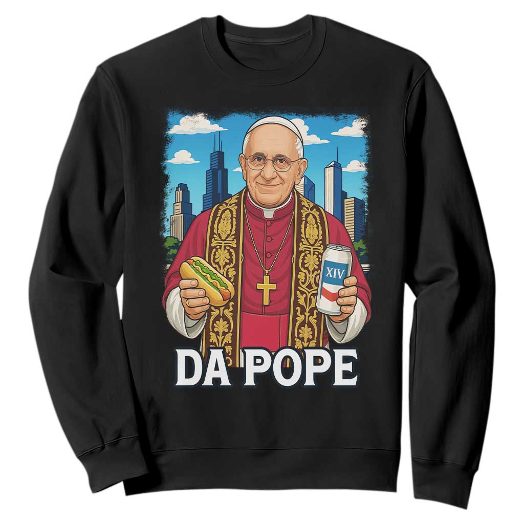 Funny Da Pope Leo XIV Sweatshirt 267th Pope Chicago Hot Dog and Beer TS02 Black Print Your Wear