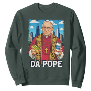 Funny Da Pope Leo XIV Sweatshirt 267th Pope Chicago Hot Dog and Beer TS02 Dark Forest Green Print Your Wear